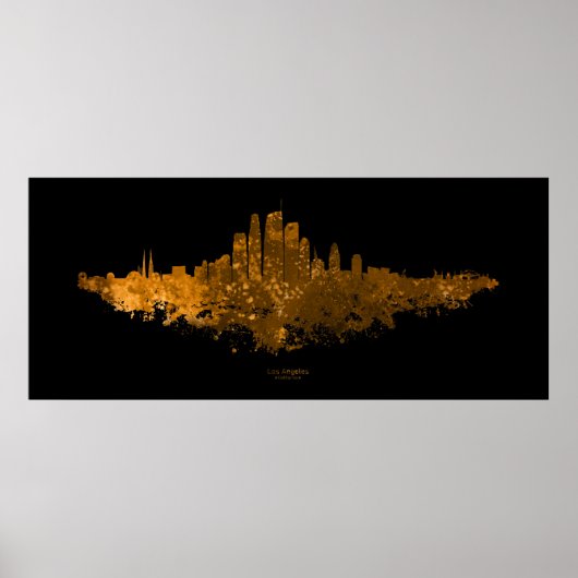 Los Angeles City Skyline - Sinaasappel Poster (Voorkant)
