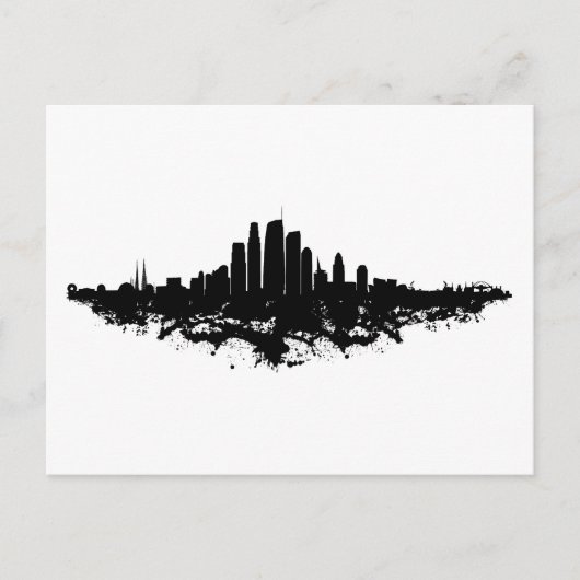 Los Angeles City Skyline Waterverf Briefkaart (Voorkant)