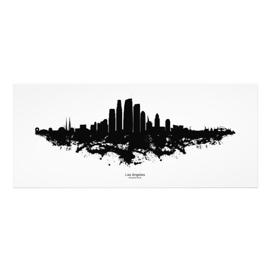 Los Angeles City Skyline Waterverf Foto Afdruk (Voorkant)