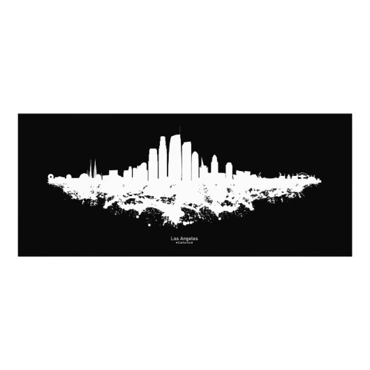 Los Angeles City Skyline Waterverf Foto Afdruk (Voorkant)