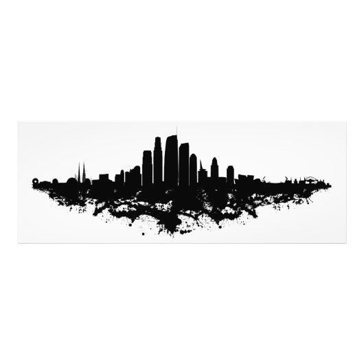 Los Angeles City Skyline Waterverf Foto Afdruk (Voorkant)