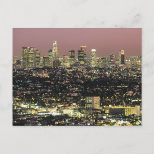 Los Angeles Cityscape bij nacht Briefkaart