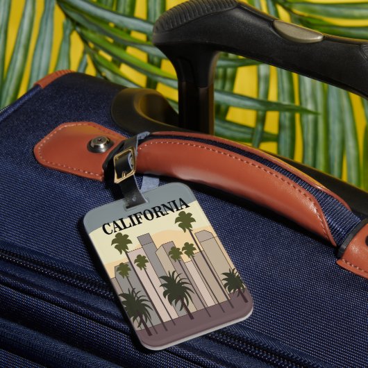 Los Angeles Cityscape Sunset Palm Trees Californië Bagagelabel (Voorkant Insitu 1)