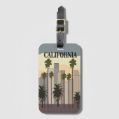 Los Angeles Cityscape Sunset Palm Trees Californië Bagagelabel (Voorkant (verticaal))