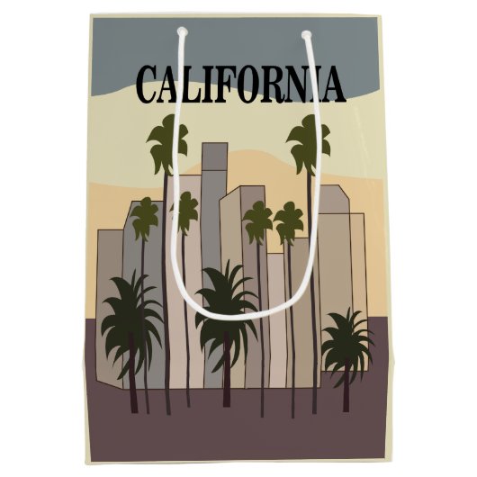 Los Angeles Cityscape Sunset Palm Trees Californië Medium Cadeauzakje (Achterkant)