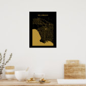 Los Angeles Dark Gold City Map Poster (Keuken)