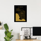 Los Angeles Dark Gold City Map Poster (Thuiskantoor)