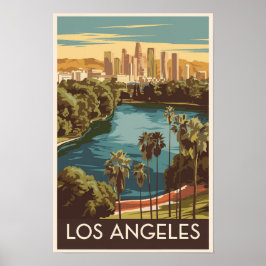 Los Angeles Echo Park Lake Reis Kunst Vintage Poster