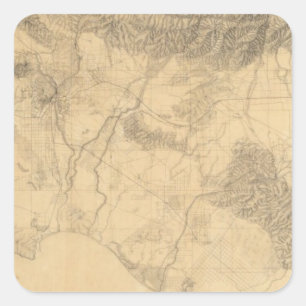 Los Angeles en San Bernardino Topografie Vierkante Sticker