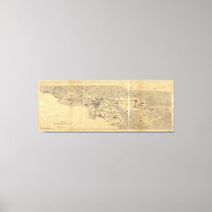 Los Angeles en San Gabriel Mountains Map (1915) Canvas Afdruk