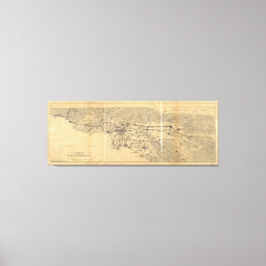 Los Angeles en San Gabriel Mountains Map (1915) Canvas Afdruk (Voorkant)