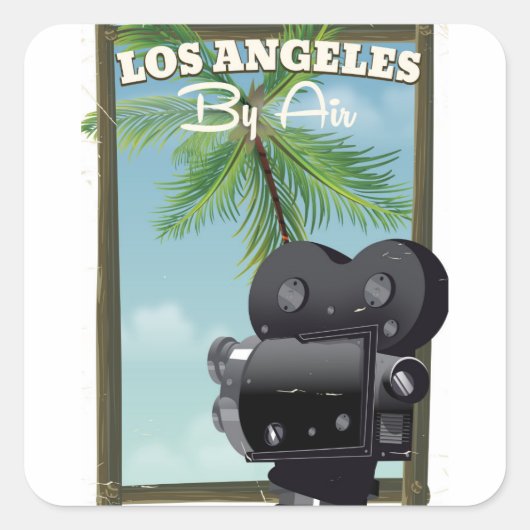Los Angeles Filmcamera Reisposter Vierkante Sticker (Voorkant)