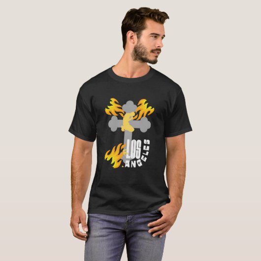 Los Angeles Fire Tribute Bold Graphic & Support NL T-shirt (Voorkant volledig)