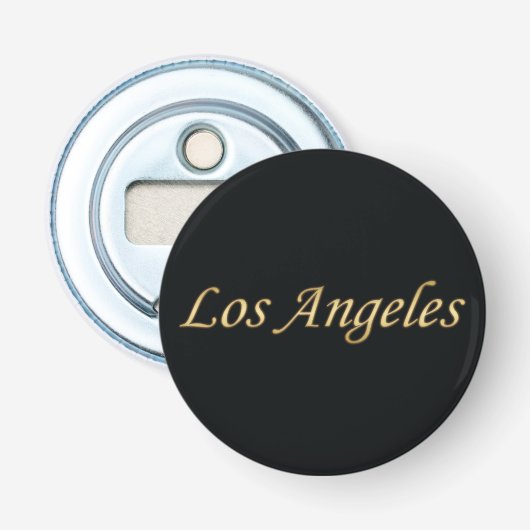 Los Angeles Gold - op zwart Button Flesopener (Voorkant)