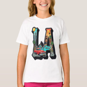 Los Angeles Gotische Retro Auto & Skeletten Ontwer T-shirt