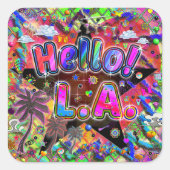 Los Angeles Hallo! Sticker! Vierkante Sticker (Voorkant)