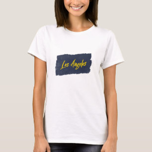 Los Angeles Handwrites Yellow Typography T-shirt