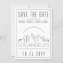 Los Angeles Huwelijk Gestileerde Silhouet Save the Kaart