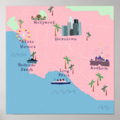 Los Angeles Icons Map Poster (Voorkant)