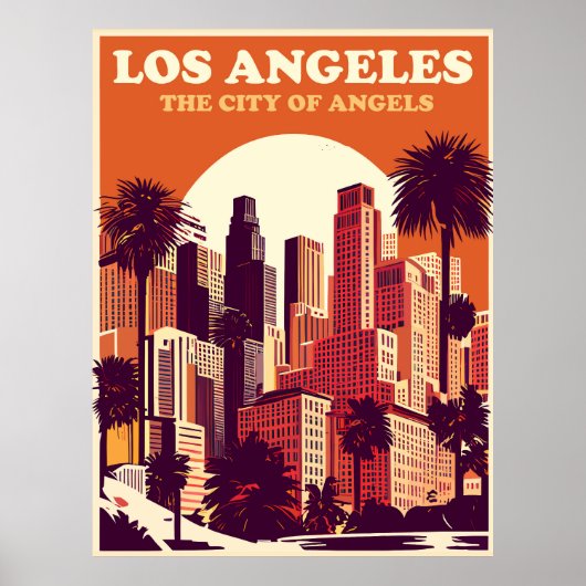 Los Angeles in Sinaasappel, Reizen Poster (Voorkant)