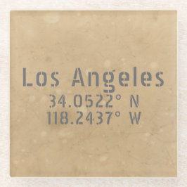 Los Angeles Kaart Coördinaten Glazen Onderzetter