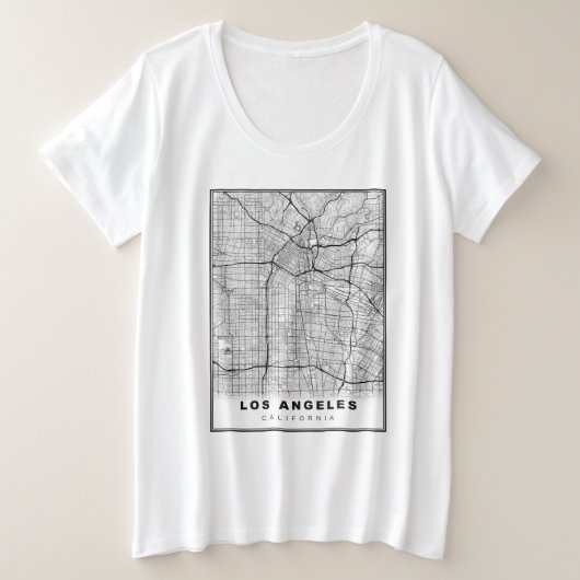 Los Angeles Kaart Grote Maat T-shirt (Design voorkant)