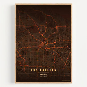 Los Angeles Kaart LA Print Muur Kunst Poster Cadea