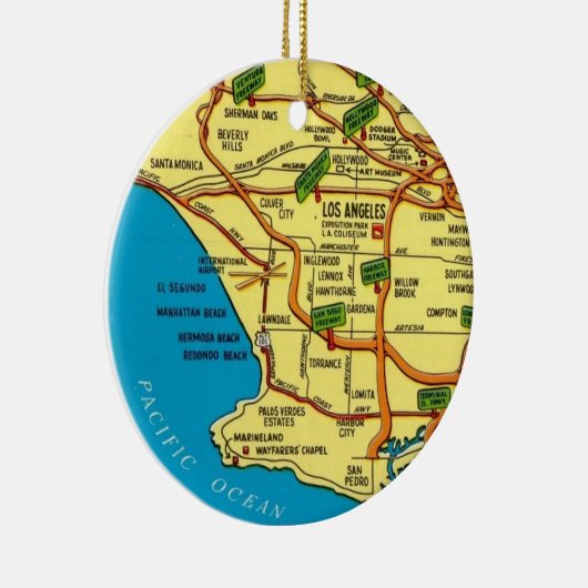 Los Angeles kleurrijke kaart Keramisch Ornament (Rechts)