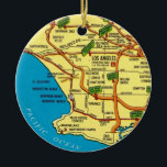 Los Angeles kleurrijke kaart Keramisch Ornament<br><div class="desc">Een  geïllustreerde briefkaarten kaart hergebruikt op een ornament. U kunt de kaart verplaatsen naar een bepaald gebied dat u wilt shows of gewoon kopen zoals het is.</div>