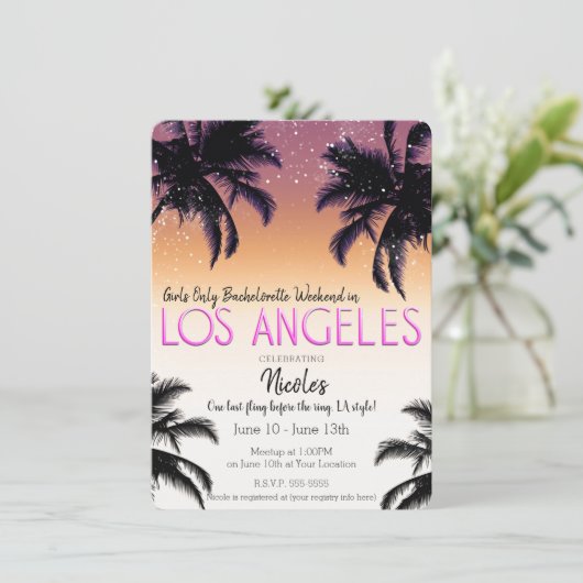 Los Angeles L.A. Meisjes Weekend Bachelorette Part Kaart (Staand voorkant)