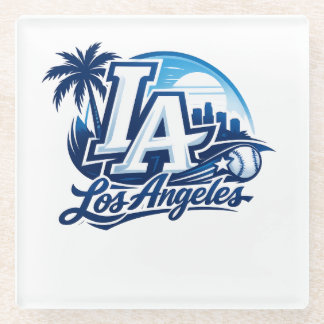 Los Angeles LA Blauw & Wit Stedelijk Logo Glazen Onderzetter