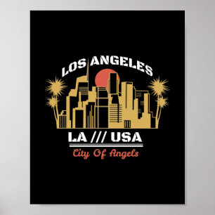 Los Angeles LA USA Stad van Engelen Silhouette Ont Poster