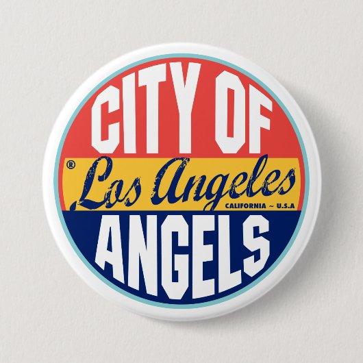 Los Angeles Label Ronde Button 7,6 Cm (Voorkant)