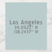 Los Angeles Latitude Longitude Wijn Etiket (Enkel label)