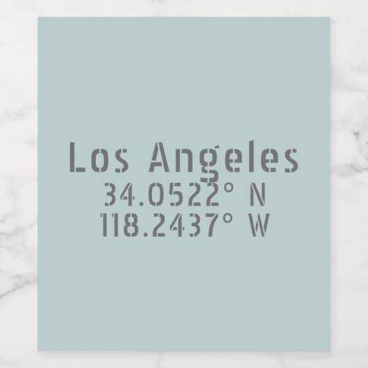 Los Angeles Latitude Longitude Wijn Etiket (Enkel label)
