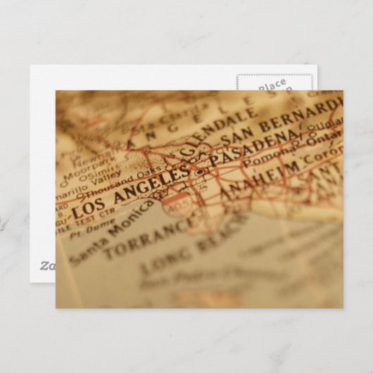 LOS ANGELES  Map Briefkaart (Voorkant / Achterkant)