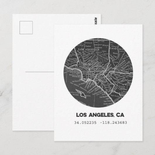 Los Angeles Map Briefkaart (Voorkant / Achterkant)