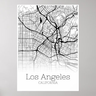 Los Angeles Map - California CA - City Map Poster