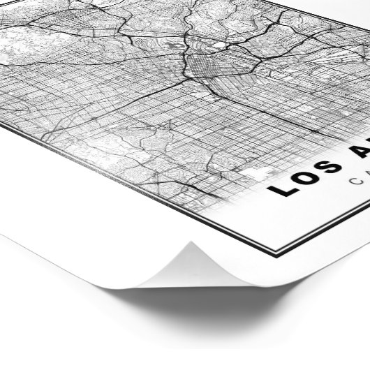 Los Angeles Map Foto Afdruk (Hoek)