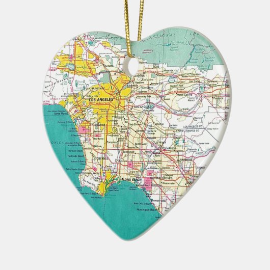 Los Angeles Map Keramisch Ornament (Links)