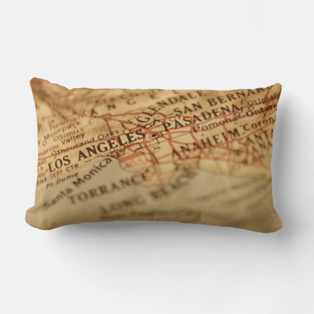 Los Angeles  Map Lumbar Pillow Kussen (Voorkant)