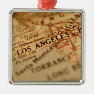 LOS ANGELES Map Metalen Ornament