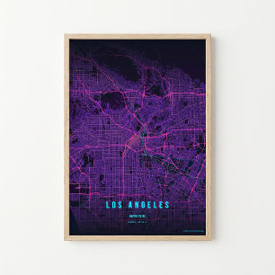 Los Angeles Neon Kaart LA Print Muurkunst Poster C