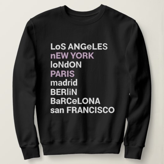 Los Angeles New York Londen Parijs Sweatshirt (Design voorkant)