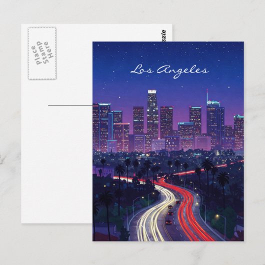 Los Angeles Night briefkaart (Voorkant / Achterkant)