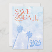 Los Angeles palm Tree bewaar de datum.  blik Save The Date (Voorkant)