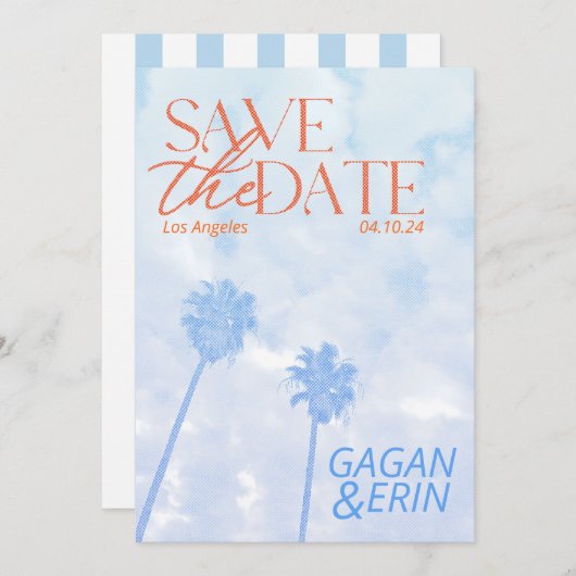 Los Angeles palm Tree bewaar de datum. blik Save The Date (Voorkant / Achterkant)