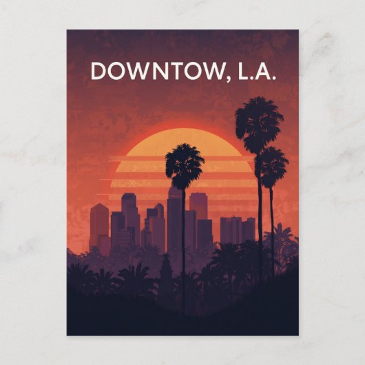 Los Angeles Palm Tree Sunset Briefkaart (Voorkant)