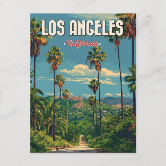 Los Angeles Palm Tree Vintage reizen Briefkaart (Voorkant)