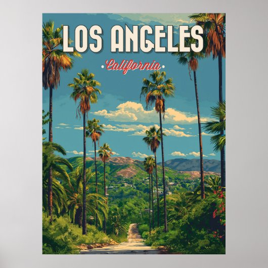 Los Angeles Palm Tree Vintage reizen Poster (Voorkant)
